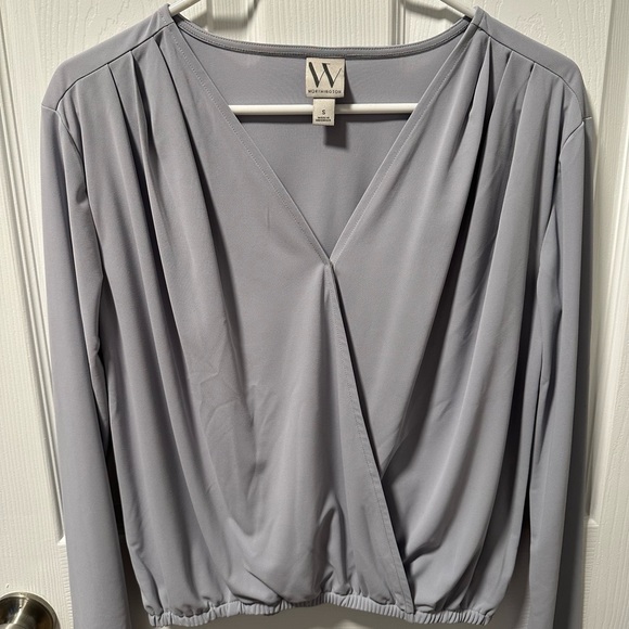 Worthington Womens V Neck Long Sleeve Wrap Shirt - Picture 8 of 8